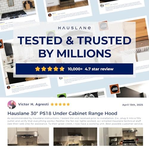 Hauslane Range Hood 30 Inch - Under Cabinet Range Hood 30" Stainless Steel Kitchen Hood, Vent Hood 30 Inches, Stove Vent Hood for Kitchen, Vent Hoods 30 Inch with LED - Chef Series PS18