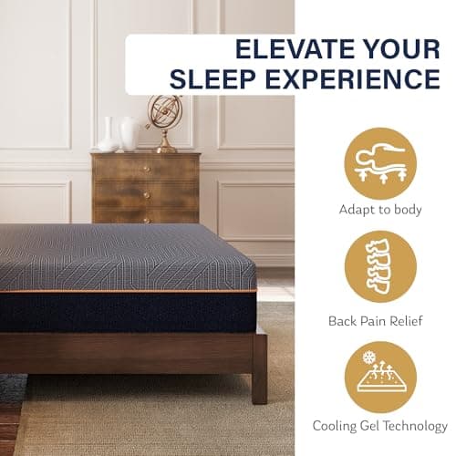 EGOHOME 12 Inch King Size Mattress, Copper Gel Cooling Memory Foam for Back Pain Relief, Therapeutic Bed in a Box, Foam Made in USA, CertiPUR-US Certified, 76x80x12 Black