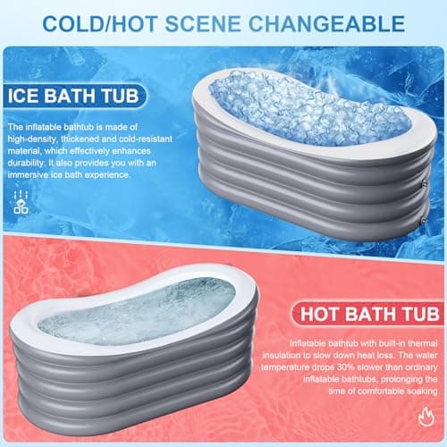 BINYUAN Inflatable Bathtub for Adults - Portable Collapsible Spa Tub with Electric Pump, Hot & Ice Bath Design, Foldable for 1-2 People, Durable PVC - Easy Inflate/Quick Drain