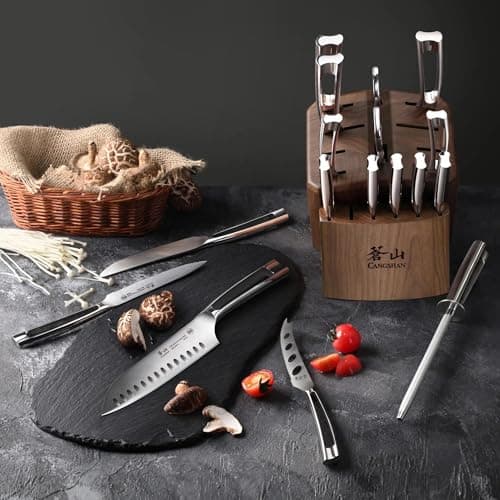 Cangshan N1 Series 1024784 German Steel Forged 17-Piece Knife Block Set, Walnut