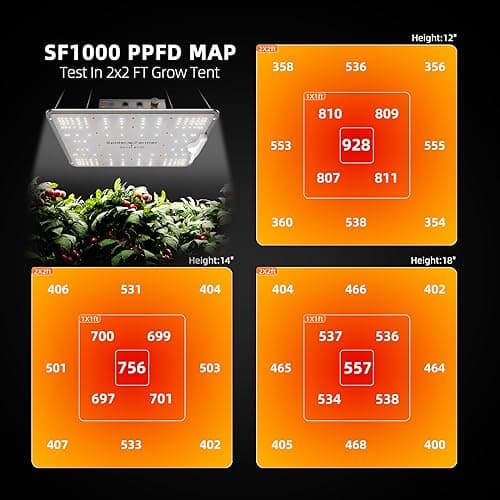 Spider Farmer SF1000-2Pack, Samsung LM301H EVO Led Grow Light, Full Spectrum Plant Light, Dimmable & High Efficiency & Deeper Penetration Lamps for Seed Starting Vegetables Bloom in 2x4 Grow Tent