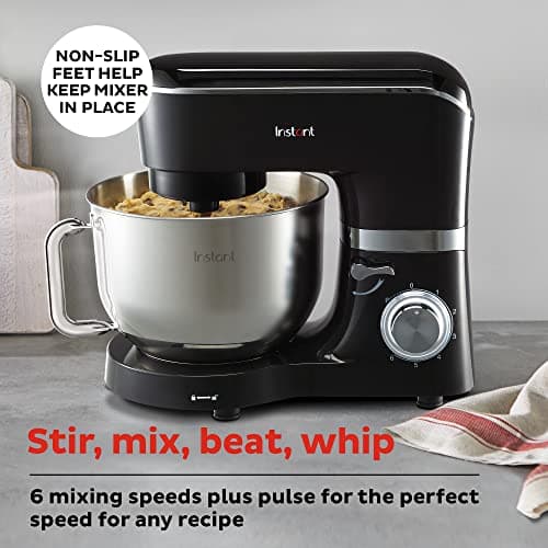 Instant Pot 6-Speed 6.3-Qt Stand Mixer with Stainless Steel Bowl, Base Black