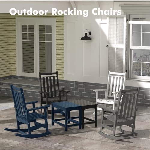 Oversized Outdoor Rocking Chairs Set of 2,All Weather Rocker Chair with More Comfortable Seat Panel for Porch Patio Outside(Black)