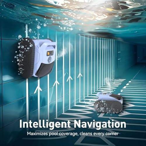 (2025 New) Automatic Pool Vcuum, Cordless Robotic Pool Cleaner, Wall Climbing, Waterline Cleaning, 165 Min Runtime for Above Ground & Inground Pools Up to 2080 sq.ft
