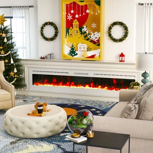 80" Electric Fireplace Wall Mounted & Recessed with Remote, 750w/1500w Ultra-Thin Wall Fireplace Inserts, Electric Fire Place W/8H Timer, Adjustable Flame Colors and Brightness Silent