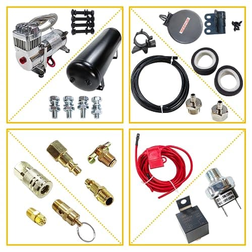Medium Duty Onboard Air System/Kit 150 PSI Compressor 12V With 2.5 Gallon (9.5 Liter) Train/Air Horn Tank