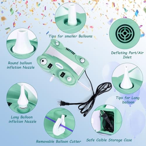 AGPtEK 3-in-1 Air Pump for Inflatables and Balloon Electric Air Balloon Pump 600W for Latex 260Q Foil Balloons with Hose Extension Quick-Fill Inflator Deflator for Air Mattress, Compression Bag