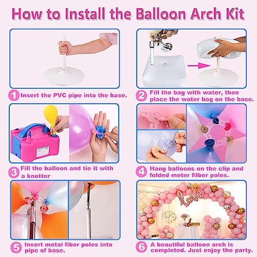 Balloon Arch Kit and Balloon Pump Electric, 10ft Wide Adjustable Balloon Arch Stand With 100Balloons 2Balloon Stands For Wedding Anniversary Birthday Baby Shower Party Decoration Graduation Ceremony