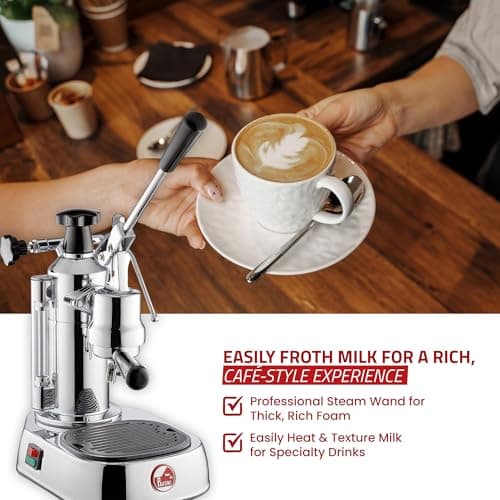 La Pavoni EPC-8 Europiccola Lever Style Espresso Machine – Chrome & Silver – Manual Espresso Maker - 0.8 L Water Capacity, Authentic Italian Craftsmanship for Home Use