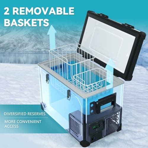 EUHOMY 12 Volt Refrigerator, 69QT Electric Cooler Powered by SECOP, Dual Zone Car Refrigerator -4℉~68℉, 12V Fridge 12/24V DC 110-240V AC, Portable Freezer for Camping, Travel, Boat
