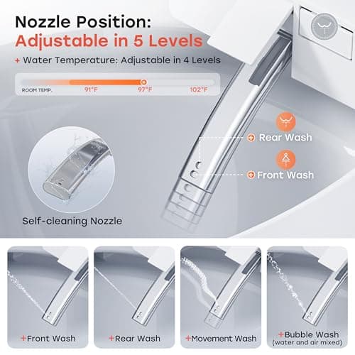 HOROW Bidet Toilet 10" Rough-in, Smart Toilet with Bidet Built-in, Instant Warm Water, Elongated Heated Seat, Dryer, Blackout Flushing and Deodorization