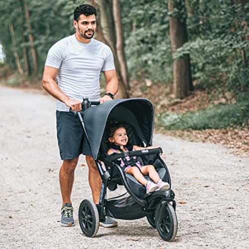 Chicco Activ3 Jogging Stroller, All-Terrain Stroller, Compatible with Chicco Infant Car Seats (not Included), Baby Travel Gear | Eclipse/Grey