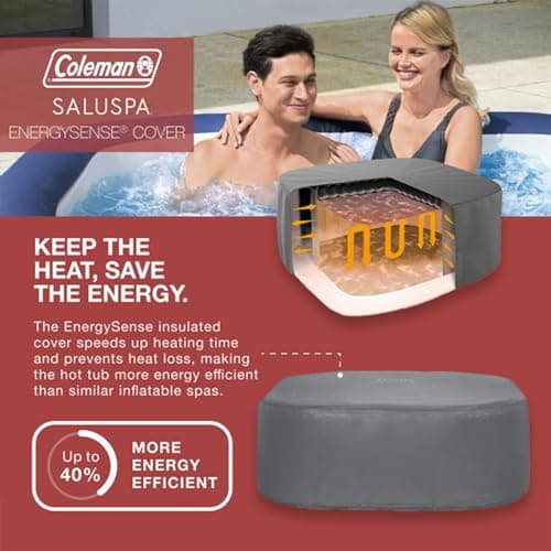 Bestway Coleman Hawaii AirJet Inflatable Hot Tub with EnergySense Cover, Blue + Bestway SaluSpa Spa Seat (4 Pack) + Bestway SaluSpa Pillows (2 Pack)
