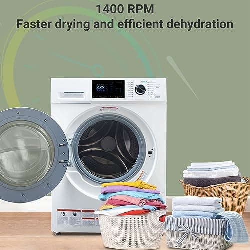 24" All-in-One Washer and Dryer Combo, 2.7 Cu.Ft Front Load Ventless Washer Dryer with 26.5 Lbs Loading Capacity, Compact Size, LED Display, Child Lock, for Laundry, Apartments, RV, Dorm, White