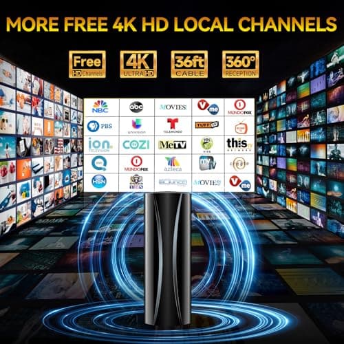 2200+ Miles Range TV Antenna, Strongest Digital TV Antenna Indoor with Amplifier Signal Booster, Portable HDTV Antennas for Smart Tv and Old TVs for Local Channels-38ft Coax Cable-Support 8K 4K 1080p