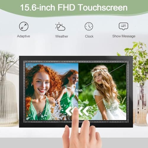 15.6" Digital Picture Frame WiFi - 32GB Digital Photo Frame 1920x1080 HD IPS Touch Screen - Tabletop&Wall Mounted - Electronic Picture Frame Free App