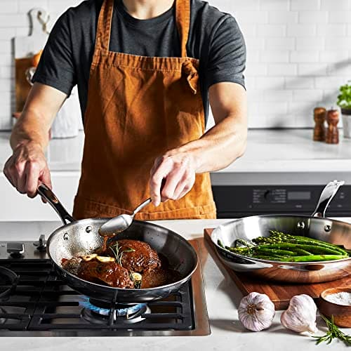 HENCKELS Clad H3 2-pc Induction Frying Pan Set, 10-inch Fry Pan and 12-inch Fry Pan, Stainless Steel, Durable and Easy to clean