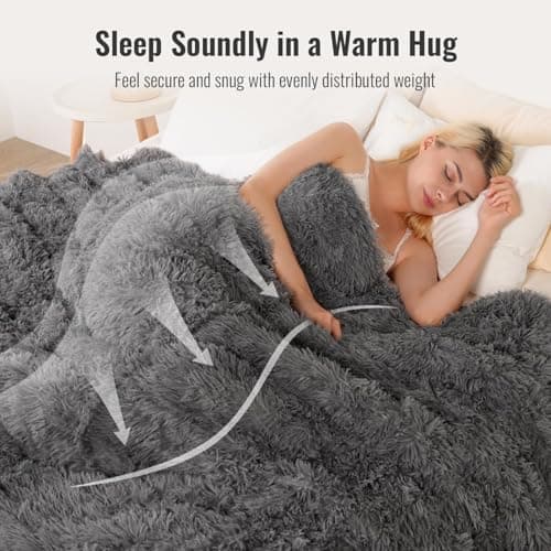 Uttermara Faux Fur Weighted Blanket Twin Size 15 Pounds, 48" x 72" Sherpa Heavy Blanket Throw for Couch Sofa Bed, Super Soft Plush Fleece & Warm Cozy Sherpa Reverse, Great for Calming and Relax, Gray