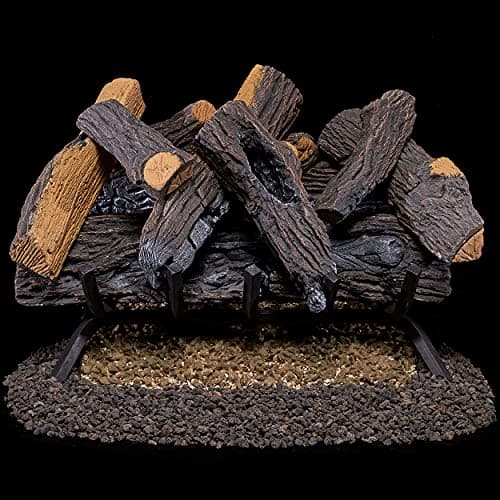 Duluth Forge FNVL24-1 Natural Gas Vented Fireplace Logs Set with Match Light, 55000 BTU, Heats up to 2000 Sq. Ft, Heartland Oak, 24 Inches