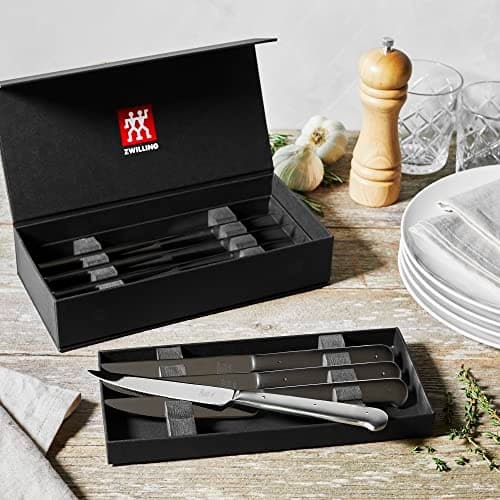 ZWILLING Porterhouse Razor-Sharp Steak Knife Set of 8 with Black Presentation Case, Gift Set, Silver