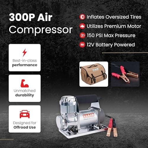 VIAIR 300P - 30033 Tire Inflator Portable Offroad Air Compressor for Truck & SUV, 12V On/Off Road Tire Pump Air Compressor Portable Heavy Duty 150 PSI