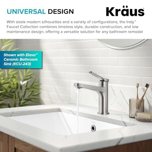 KRAUS Indy Single Handle One Hole Bathroom Sink Faucet in Spot-Free Brushed Nickel, KBF-1411SFBN