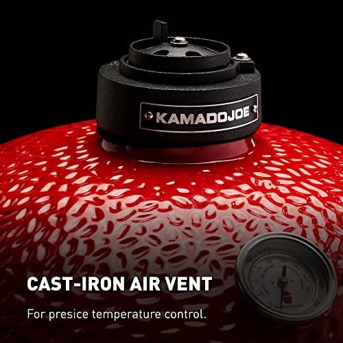 Kamado Joe Joe Jr 13.5-inch Portable Ceramic Charcoal Grill with Grill Stand, Stainless Steel Cooking Grate, Heat Deflectors and Ash Tool in Red, Model KJ13RH