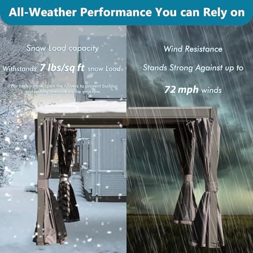 Domi 10x12FT Outdoor Louvered Pergola Full Aluminum Structure,Patio Pergola with Two Independently Adjustable Roof for Backyard, Sun Shade Gzebo with Gutter System for Garden Deck(Dark Gray)