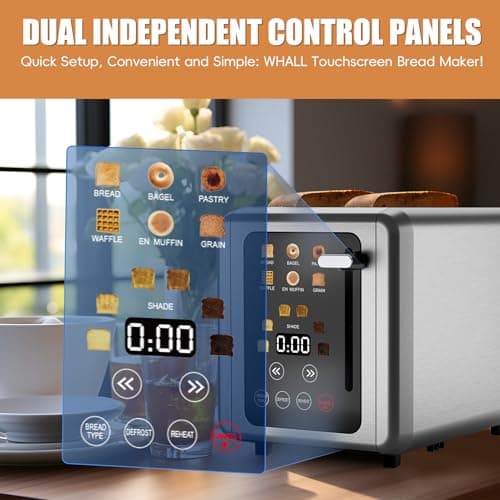 Touch screen Toaster 2 slice,Stainless Steel Digital Timer Toasters with Sound Function,6 Bread Types & 6 Shade Settings,Smart Extra Wide Slots Toaster with Bagel,Defrost Functions