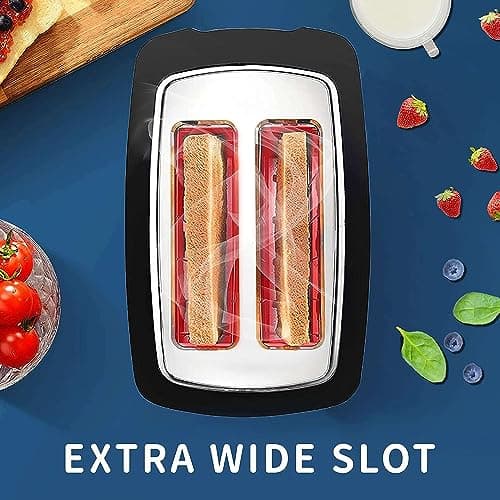 Toaster 2 Slice Wide Slot Toaster Best Rated Prime Displav Smart Toasters with LCD Digital Countdown Timer and Bagel/Defrost/Cancel/Reheat Function