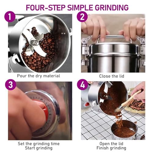 550g Grain Mill, 304 Stainless Steel Spice Grinder, 2000W High-speed Commercial Flour Mill, Superfine Flour Mill Grinder for Home, Grain Mill for Flour