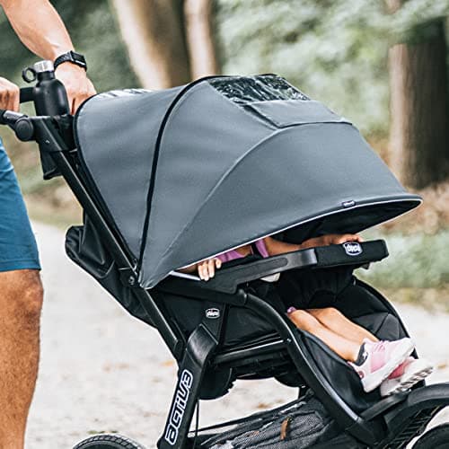 Chicco Activ3 Jogging Stroller, All-Terrain Stroller, Compatible with Chicco Infant Car Seats (not Included), Baby Travel Gear | Eclipse/Grey