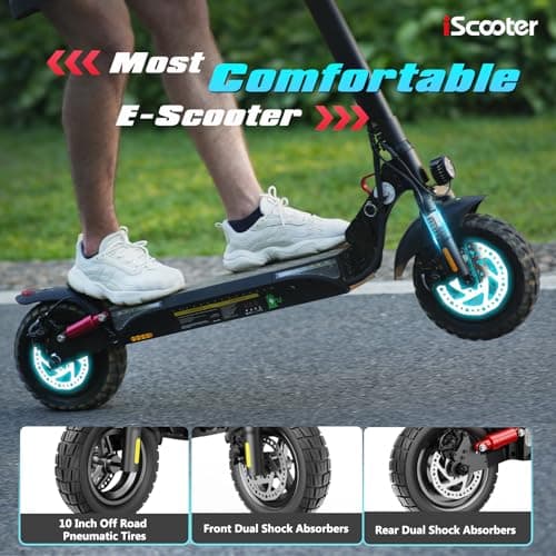 iScooter Electric Scooter, 10" Tires, 800W Motor E-Scooter Up to 25/28 Miles Range, Top Speed 24/28 MPH, Adjustable Handlebar Height, Folding Commuting Electric Scooter for Adults-(Optional Seat)