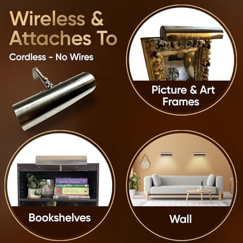 Concept Lighting 102L Concepdesigns Dimmable Wireless Picture Wall, Art, Library Light Battery Operated w/Remote Control, 11.5 inch, Antique Brushed Bronze