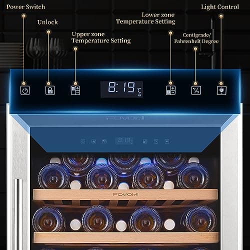 Wine Refrigerators,52-bottle Wine Fridge Cooler Freestanding Wine Refrigerator,(Bordeaux 750ml) Dual Zone Compressor Wine Cellar Chiller