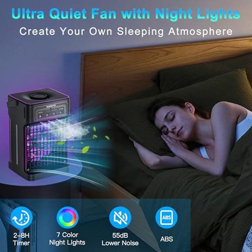 Portable Air Conditioners, 4-IN-1 Portable AC Unit with 3 Wind Speeds, 3 Spray Mode, 7 Night Light & 2-8H Timer Air Conditioner Portable,Personal Small Mini Air Conditioner Air Cooler for Room Camping