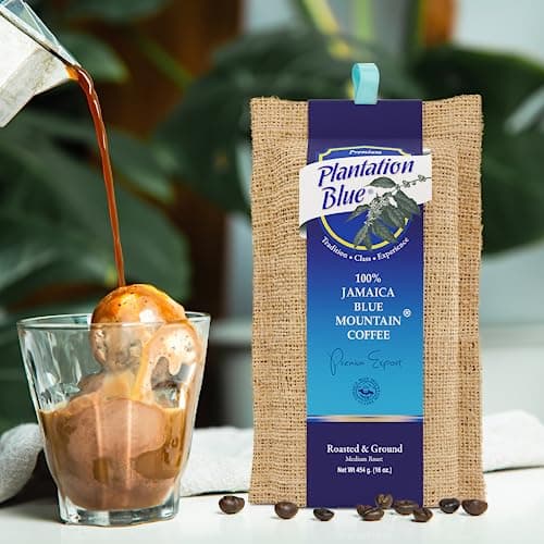 PREMIUM PLANTATION BLUE TRADITION CLASS EXPERIENCE 100% Jamaica Blue Mountain Coffee Medium Roasted and Ground (16oz)