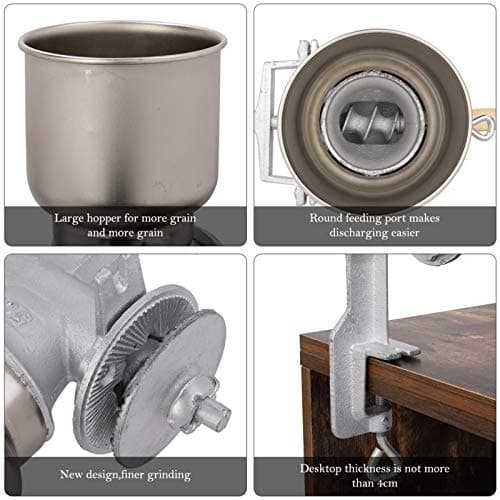 GOTOTOP Hand Crank Grain Mill Grain Grinder Machine Corn Nut Flour Mill Kitchen Tool Equipment for Wheat Nuts Food Seeds with Table Clamp 12.6 x 16.9inch