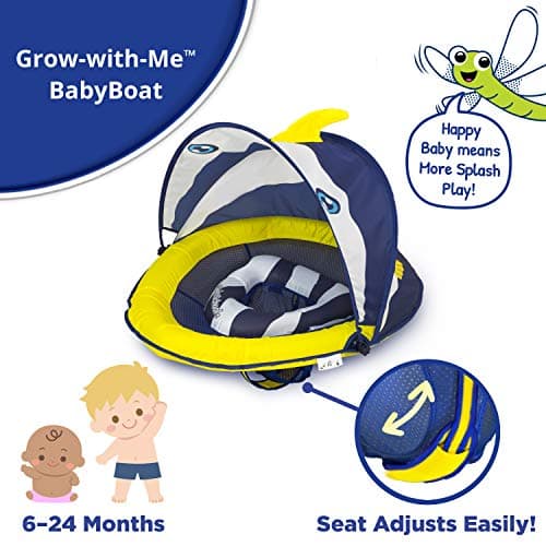 SwimSchool Infant Baby Pool Floats, Free Swimming, Super Buoyant – Ages 6-24 Months – Multiple Colors/Styles – Adjustable Canopies and Seats, Splash & Play Baby Floaties
