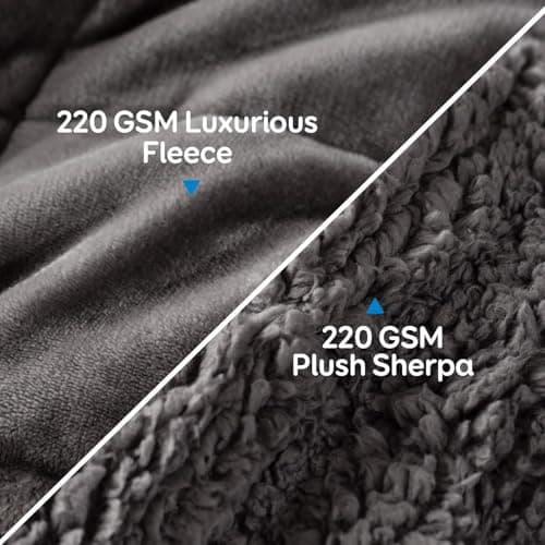 Cottonblue Weighted Blanket 15 lbs Queen Size 60x80 inches, Flannel Shaggy Sherpa Weighted Blanket for Adults Comfortable Weighted Blankets for Calming and Relax, Bed Sofa Heavy Blankets, Grey