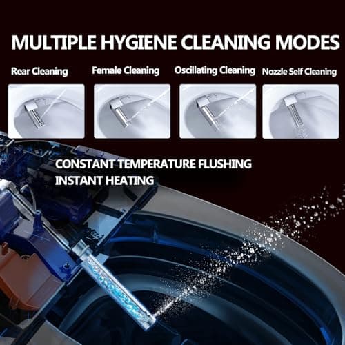Upgrade Bidet Toilet Seat Elongated, Rear and Feminine Wash, Unlimited Warm Water, Heated Seat, Warm Air Drying, Soft Close Lid, Sense Seat, Smart Bidet Seat Elongated Requires Electricity