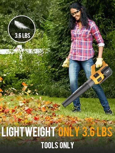 EWORK Cordless Leaf Blower 21V Electric Leaf Blower with (2) 3.0Ah Batteries and Fast Charger, Variable Speed, Turbo Mode, Battery Powered Handheld Leaf Blowers for Lawn Care and Clearance Yard Leaves