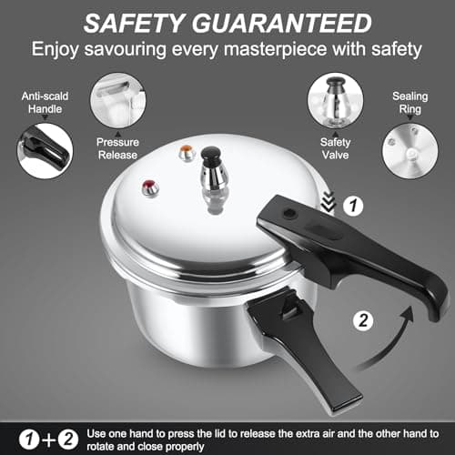 Compact Pressure Cooker, 3.17 Quart Aluminum Alloy Pressure Cooker 18cm/7inch Bottom 3L Mini Pressure Cooker for 1-2 Person, Ideal for Solo Cooking, Dorms & Camping Gas Induction Stove Compatible