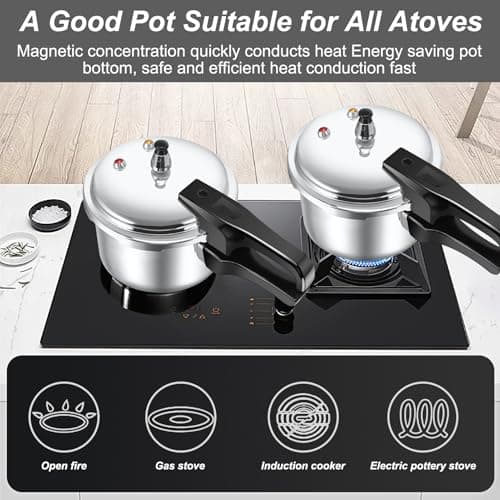 Compact Pressure Cooker, 3.17 Quart Aluminum Alloy Pressure Cooker 18cm/7inch Bottom 3L Mini Pressure Cooker for 1-2 Person, Ideal for Solo Cooking, Dorms & Camping Gas Induction Stove Compatible