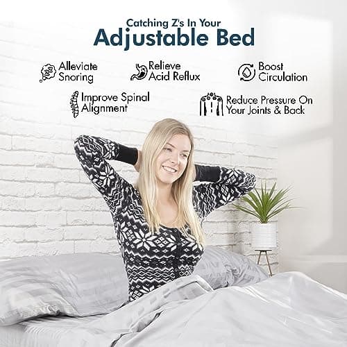 SFE Adjustable Bed with Mattress & Massage, Twin XL Adjustable Bed Frame + Medium Mattress - Cooling Gel Memory Foam Mattres, USB, UnderBed Light, Wireless Remote