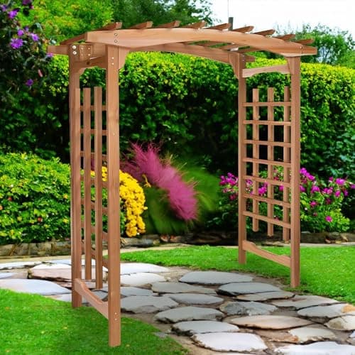 All Things Cedar PA96 Garden Arbor | 6-Ft Handcrafted Wooden Trellis for Climbing Plants Outdoor | Cedar Wedding Arches for Ceremony | Easy Assembly, Weather Resistant (71x35x87)
