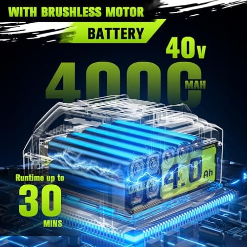 40V 13 inch Cordless Snow Blower, 4.0Ah Snow Blower Battery Powered with Directional Plate, Brushless Electric Snow Shovel for Pathway, Patio, Deck, Driveway, Green