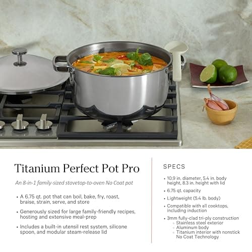 Our Place Titanium Pro Cookware Set (4-Piece) – Always Pan & Perfect Pot | Nonstick No-Coat Technology | Tri-Ply Titanium & Stainless Steel | Safe for Oven, Induction & Cooktops up to 1000°F | Chrome