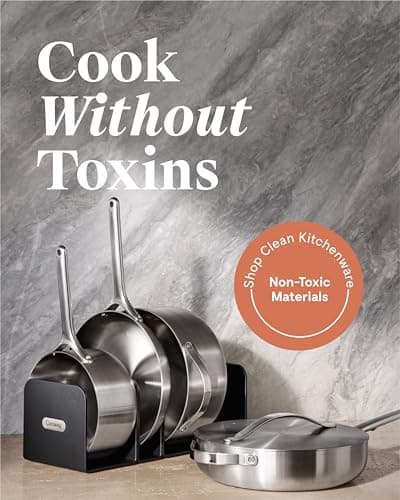 Caraway Stainless Steel Cookware Set (12 Piece) - 5-Ply Stainless Steel Pots & Pans - Includes Fry Pan, Sauce Pan, Sauté Pan, Dutch Oven, & Storage - Non Toxic, PTFE & PFOA Free