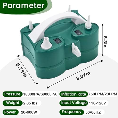 PCFING Balloon Pump Electric, Portable 3-in-1 Air Pump Inflator Blower Machine for Latex 260q Foil All Balloons & Quick-Fill Inflation and Deflation for Air Mattress, Inflatables Pool, Airbeds, Floats